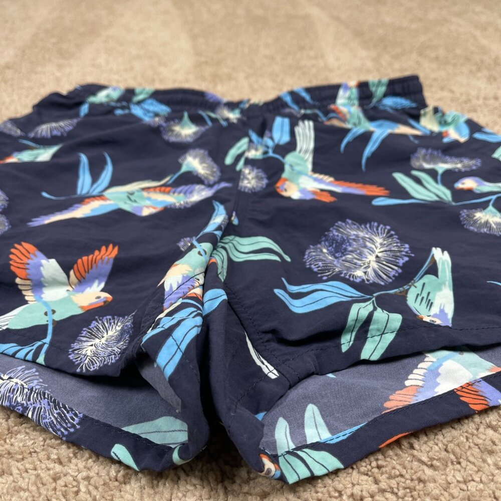 Patagonia Shorts Womens S Blue Pann Parrots Navy Nylon Drawstring Tropical Swim - Picture 3 of 10
